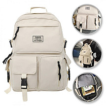 Universal school sports backpack with pockets, cream PL164K