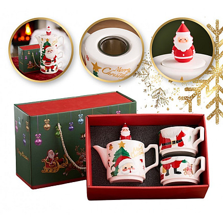 CHRISTMAS SET - 450ml jug with infuser and two 240ml cups, SANTA KB07