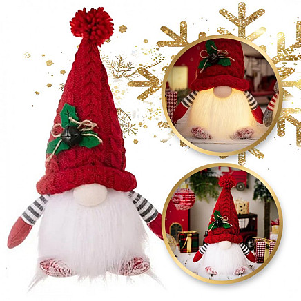 Battery-powered Christmas Gnome 26cm red KSN75