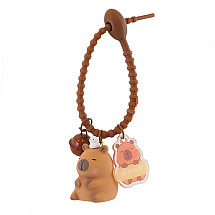 Capybara keychain 4x 2.5 cm with bird, pendant and bell BRL338