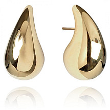 Stainless steel earrings with gold-plated studs 2.1 cm KST3139