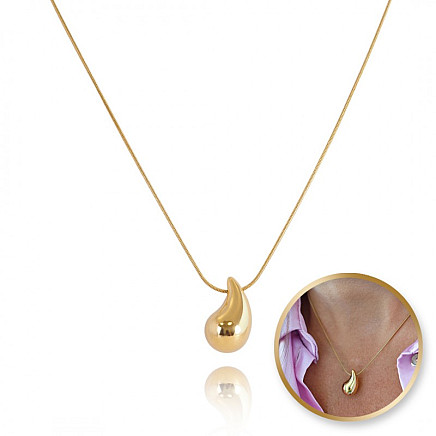 Necklace, stainless steel, 14k gold-plated, 2 cm, NST2120