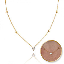 Necklace made of stainless steel, gold-plated with 14k gold hearts NST2122