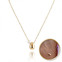 Necklace made of 14k gold-plated stainless steel, 1.2 cm, drop with pearl NST2123