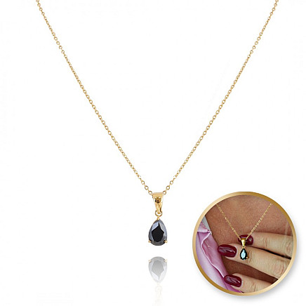 Teardrop necklace, 14k gold-plated stainless steel NST2125CZ