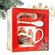 CHRISTMAS MUG - set in a box with a saucer and a spoon 400 ml KB17WZ1