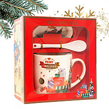 CHRISTMAS MUG - set in a box with a saucer and a spoon 400 ml KB17WZ3