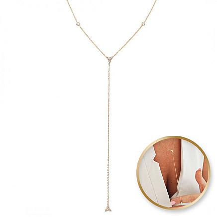 Necklace made of 14k gold-plated stainless steel, with cubic zirconia, model NST2140