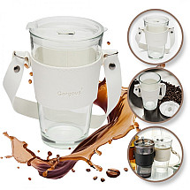 Glass mug for Coffee Tea with straw and closure 450 ML CUP09B