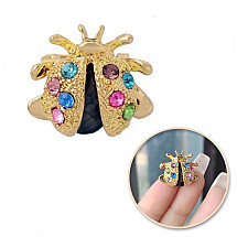 Decorative brooch with gold crystals BIEDRONKA BZ155