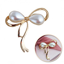 Decorative brooch with BOW and PEARLS BZ175