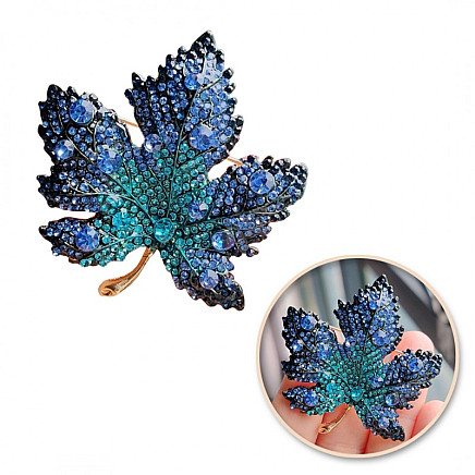 Decorative crystal brooch MAPLE LEAF BZ164