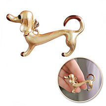 Decorative brooch GOLDEN DACHSHUNDER BZ166