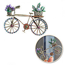 Decorative crystal brooch COLORFUL BIKE with flowers BZ168