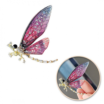 Decorative crystal brooch DRAGONFLY BZ169