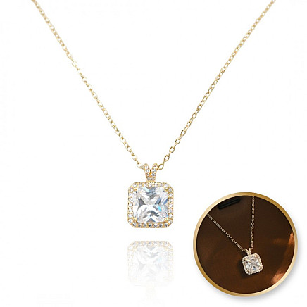 Necklace made of 14k gold-plated stainless steel, with zircons NST2111