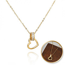 Heart necklace, 14k gold-plated stainless steel, with zircons NST2112