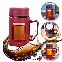 Glass bottle cup for Coffee Tea with handle red 500 ML CUP18CZE