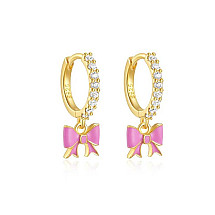 14k gold-plated stainless steel earrings, S925 stud, bow KST3285