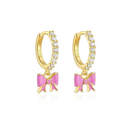 14k gold-plated stainless steel earrings, S925 stud, bow KST3285