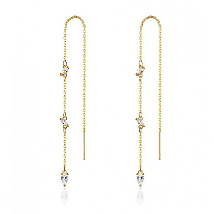 Earrings made of 14k gold-plated stainless steel, zircons, hanging KST2852