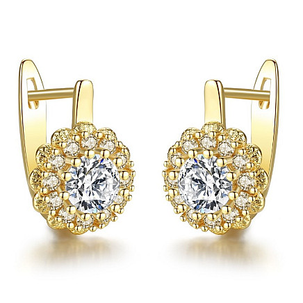 14k gold-plated stainless steel earrings, zircons KST2858