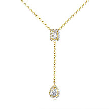 Heart necklace, 14k gold-plated stainless steel, with zircons NST2114