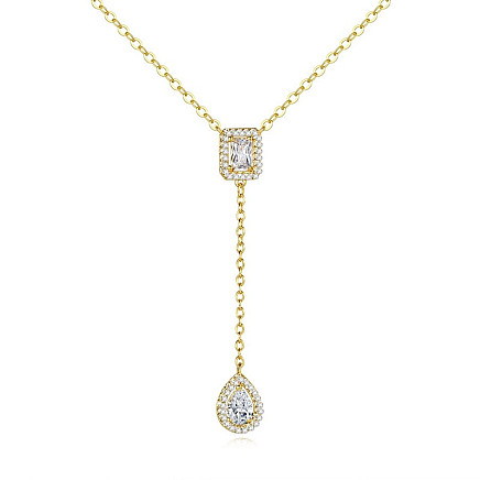 Heart necklace, 14k gold-plated stainless steel, with zircons NST2114