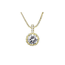 Heart necklace, 14k gold-plated stainless steel, with zircons NST2115