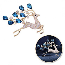 Elegant decorative brooch with blue crystals and zircons BZ180