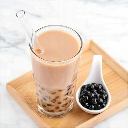 Komplekts ar 4 biezām stikla dzērienu salmiņiem un birstīti - 5903678579142 Komplekts ar 4 biezām stikla dzērienu salmiņiem un birstīti