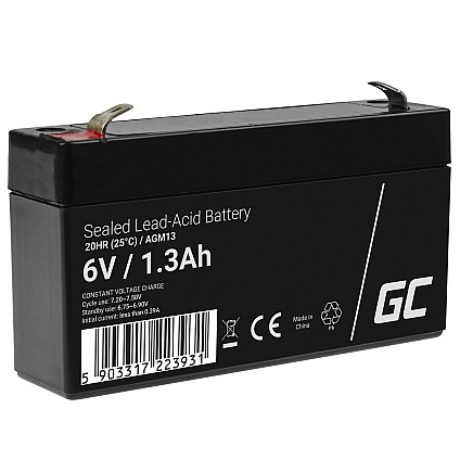 Green Cell AGM VRLA 6V 1.3Ah maintenance-free battery for the alarm system, cash register, toys