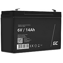 Green Cell AGM VRLA 6V 14Ah maintenance-free battery for the alarm system, cash register, toys