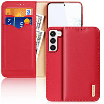 Dux Ducis Hivo case for Samsung Galaxy S23 flip cover wallet stand RFID blocking red