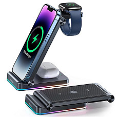 Joyroom 3in1 induction charger for Apple devices - iPhone, Apple Watch, Airpods (up to 15W) stand stand black (JR-WQN01)