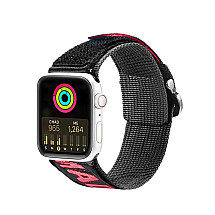 Dux Ducis Strap (Outdoor Version) Apple Watch Ultra Strap, SE, 9, 8, 7, 6, 5, 4, 3, 2, 1 (49, 45, 44, 42 mm) Nylon Band Bracelet Black and Red