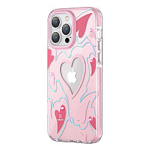 Kingxbar Heart Star Series case for iPhone 14 Pro Max pink heart case