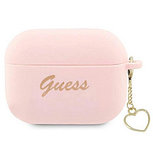 Guess GUAP2LSCHSP AirPods Pro 2 cover pink/pink Silicone Charm Heart Collection