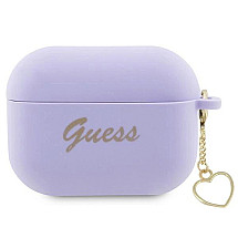 Guess GUAP2LSCHSU AirPods Pro 2 cover purple/purple Silicone Charm Heart Collection