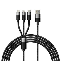 3in1 USB - micro USB / Lightning / USB C 3.5A 1.2m cable Baseus StarSpeed - black