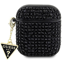 Guess GUA2HDGTPK AirPods 1/2 cover black/black Rhinestone Triangle Charm