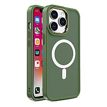 Armored magnetic iPhone 14 Plus MagSafe Color Matte Case - green