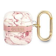 Guess GUA2HCHMAP AirPods cover pink/pink Marble Strap Collection