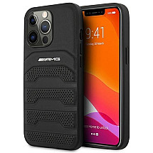 AMG AMHCP14LGSEBK iPhone 14 Pro 6.1 "black / black hardcase Leather Debossed Lines