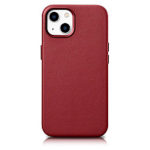 iCarer Case Leather case cover made of natural leather for iPhone 14 Plus red (compatible with MagSafe)