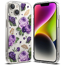 Ringke Fusion Design Armored Case Cover with Gel Frame for iPhone 14 Plus transparent (Purple rose) (FD637E29)