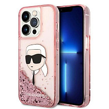 Karl Lagerfeld Glitter Karl's Head case for iPhone 14 Pro - pink