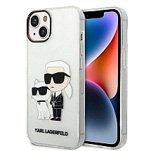 Karl Lagerfeld Glitter Karl&Choupette case for iPhone 14 Plus - transparent