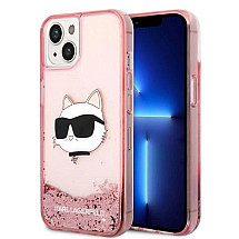 Karl Lagerfeld Glitter Choupette Head case for iPhone 14 Plus - pink