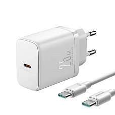 Joyroom JR-TCF11 fast charger with a power of up to 25W + USB-C / USB-C cable 1m - white